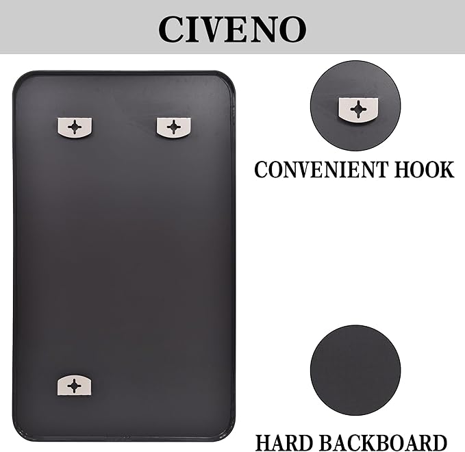 Bathroom Mirror, 30"x55" Black Rectangle Wall Mirror, Metal Frame Rounded Corner Vanity Mirror, Large Wall Mounted Mirror for Modern Bedroom Living Room Horizontal Or Vertical Mounting