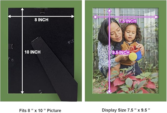 Renditions Gallery 8x10 inch Picture Frame High-end Modern Style, Made of Solid Wood and High Definition Glass Ready for Wall and Tabletop Photo Display, Green Frame