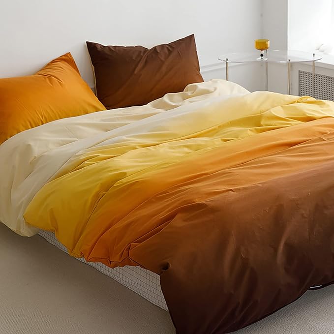 Luxlovery Gradient Color Comforter King Orange and Yellow Bedding Set Abstract Ink Color Blanket Quilts Soft Breathable Stylish Blanket Quilts Colorful Modern Comforter Set Women Men