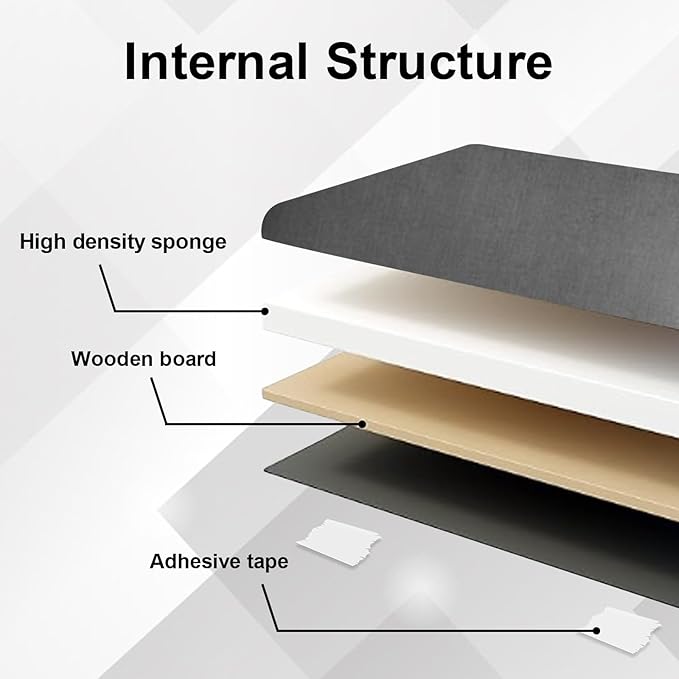 Upholstered Wall Mounted Headboard, 3D Soundproof Wall Panels Peel and Stick, Queen Size, Tufted, Dark Grey (9 Panels, 10" x 24")