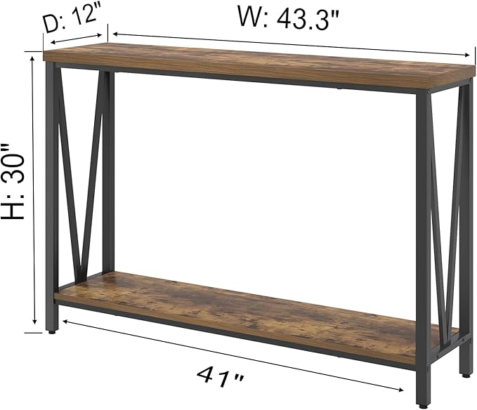 EXCEFUR Entryway Table, Narrow Sofa Console Tables Behind Couch, Modern Entry Table for Hallway Entrance Living Room, Rustic Brown