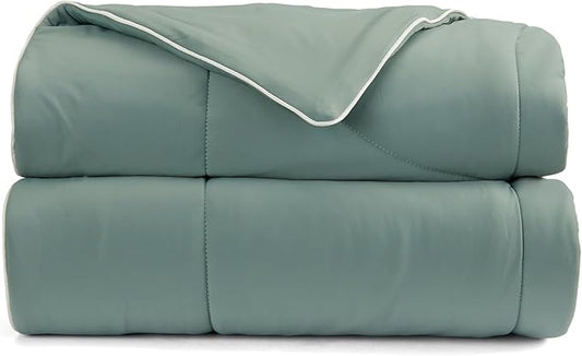 Springtree Home Luxury Viscose from Bamboo Blanket & Comforter | Viscose from Bamboo Comforter Queen Size -90" x 90" | Cooling Blanket | Breathable & Lightweight | Full/Queen - Lily Pad Green