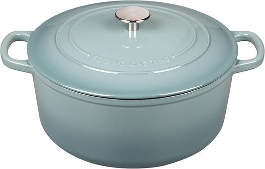 Enameled Dutch Ovens Cast Iron Dutch Oven Pot with Lid for Bread Baking, Cook, Dual Handle, 7 Quart, Seasalt