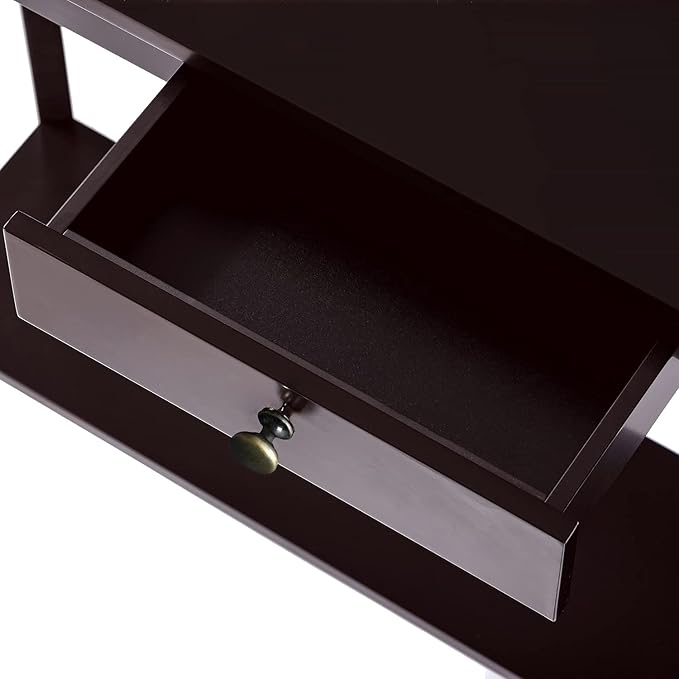 ChooChoo Narrow Console Table with Drawer, Chic Accent Sofa Entryway Table with Shelves for Entryway, Living Room, Hallway, Espresso