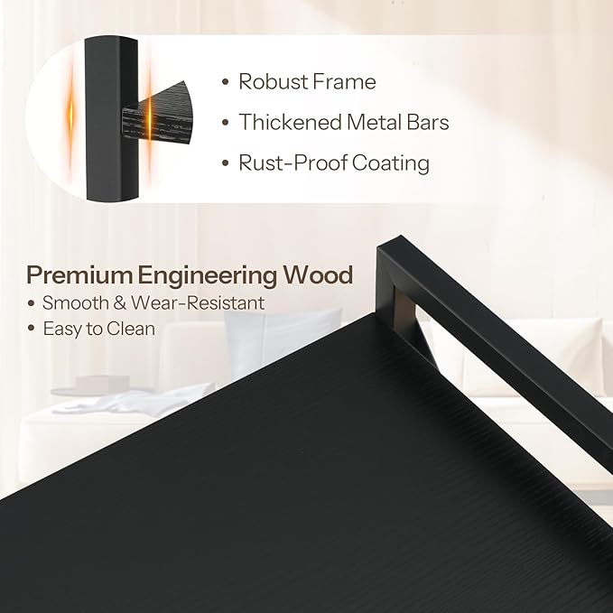 HOOBRO Bookshelf, 5-Tier Industrial Bookcase, Book Shelf Storage Organizer, Tall Bookshelf with Metal Frame for Living Room, Bedroom, Home Office, Kitchen, Black BB73SJ01