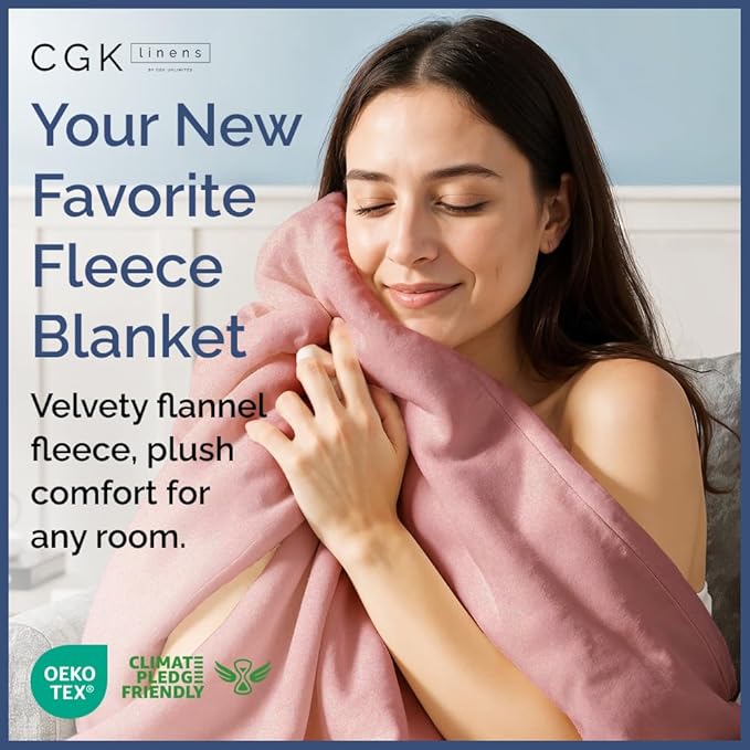 Ultra Soft Fleece Blanket King Size - Flannel Fleece Luxury King Blanket - Lightweight for Couch Bed Chair - Thick, Warm & Breathable - All Season Cozy Fuzzy, Anti-Static Microplush Bedding, Rose Pink