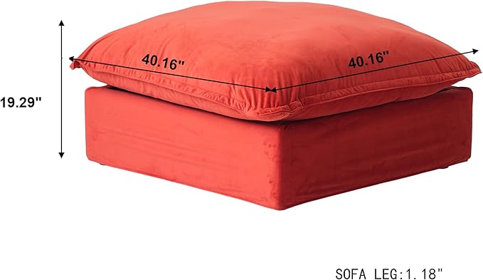 JACH Ottoman Module for Living Room, Cushion Covers Removable, Minimalist Comfy Breathable Ottoman Seater Paired with Sofa Couch for Living Room Apartment, Red