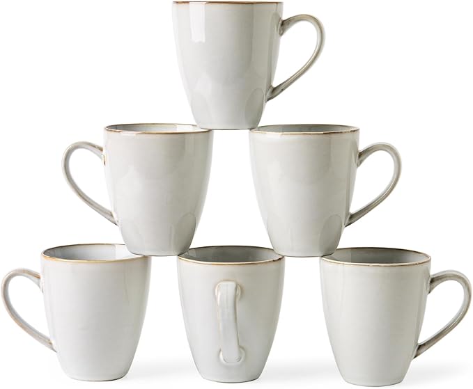 MONITO 17 OZ Coffee Mugs Set of 6, Large Ceramic Coffee Mugs，Modern Coffee Mugs Set with handle for Tea/Latte/Cappuccino/Milk/Cocoa, Funny Tea Cups for Office and Home, Engagement Gifts…