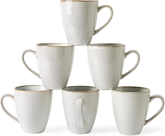 MONITO 17 OZ Coffee Mugs Set of 6, Large Ceramic Coffee Mugs，Modern Coffee Mugs Set with handle for Tea/Latte/Cappuccino/Milk/Cocoa, Funny Tea Cups for Office and Home, Engagement Gifts…