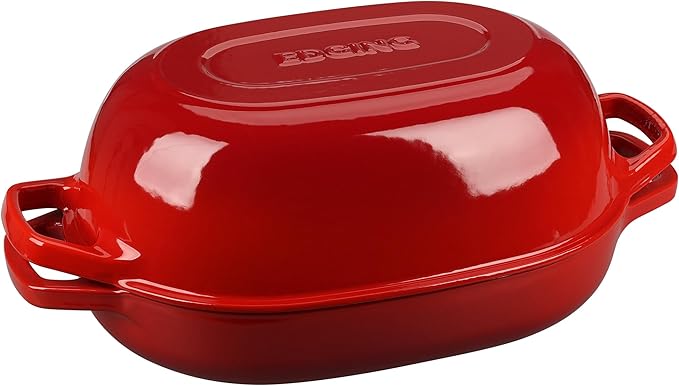 Enameled Cast Iron Dutch Oven Pot with Lid, Oval Dutch Oven for Bread Baking, Bread Oven for Homemade Sourdough Bread Baking, 7qt, Red