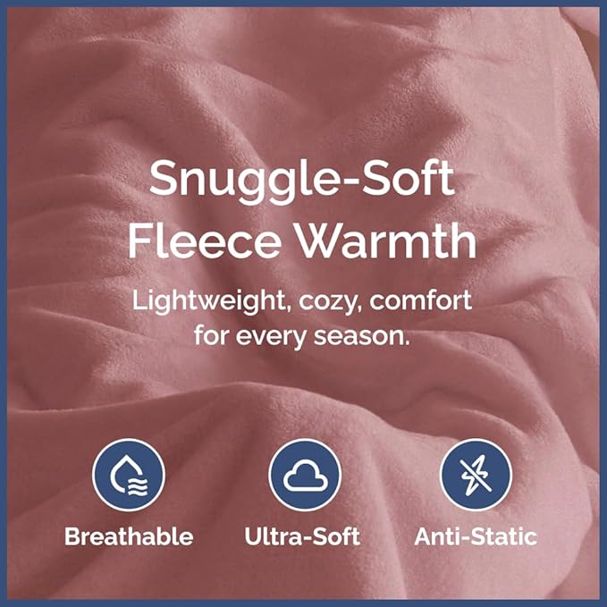 Ultra Soft Fleece Blanket Throw Size - Flannel Fleece Luxury Throw Blanket - Lightweight for Couch Bed Chair - Thick, Warm and Breathable - All Season Cozy Anti-Static Microplush Bedding, Rose Pink