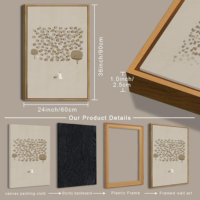 BINCUE Extra Large Jesus Wall Art Framed Jesus and Lamb Wall Painting for Living Room Bedroom Church Decor 24x36 Inch 3 Piece