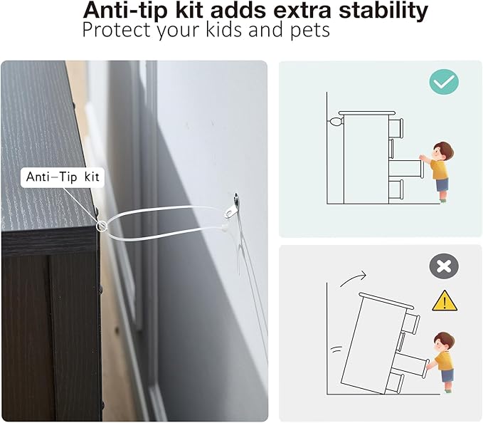 SOOWERY Dresser for Bedroom, Farmhouse Dresser with 8 Wooden Drawers and Storage Cabinet, 55 Inches Wide Chest of Drawers for Bedroom, Living Room, Hallway, Black