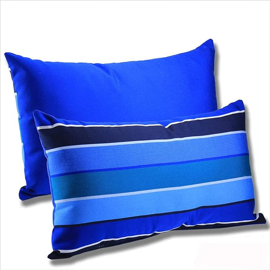 Comfort Classics Set of 2-22x12x4 Sunbrella Indoor/Outdoor Fabrics Lumbar Pillows in Milano Poolside/True Blue Inc.