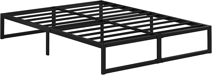 EMODA 12 Inch Full Size Bed Frame Heavy Duty Metal Platform No Box Spring Needed, Easy Assembly Noise Free, Black