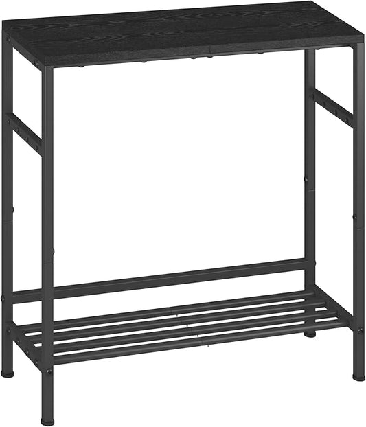 Homeiju Entryway Table 31.5" Width, 2-Tier Console Table with Adjustable Shelves, Industrial Sofa Table with Storage, Foyer Tables for Entryway, Hallway, Kitchen, Living Room and Bedroom, Black