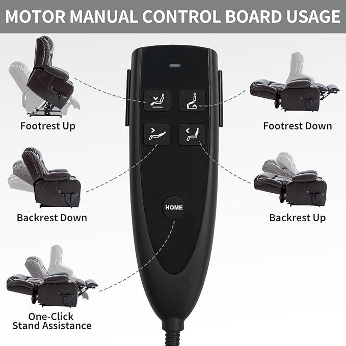 Electric Lay Flat Recliner Chair with Vibration Massage Heat for Elderly People, Power Lift Chair with Dual Motor Cup Holders, Faux Leather Red Brown