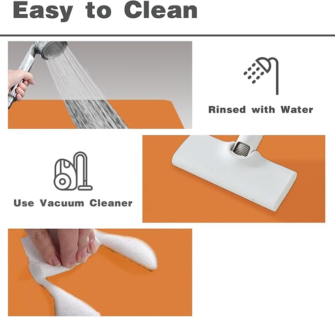 Bathroom Mat Quick Dry, Bathroom Rugs Non Slip Washable Thin Absorbent Bath Mat Fits Under Door Bathroom Floor Mat Perfect for Bath, Shower, or Sink 24"x70" Orange