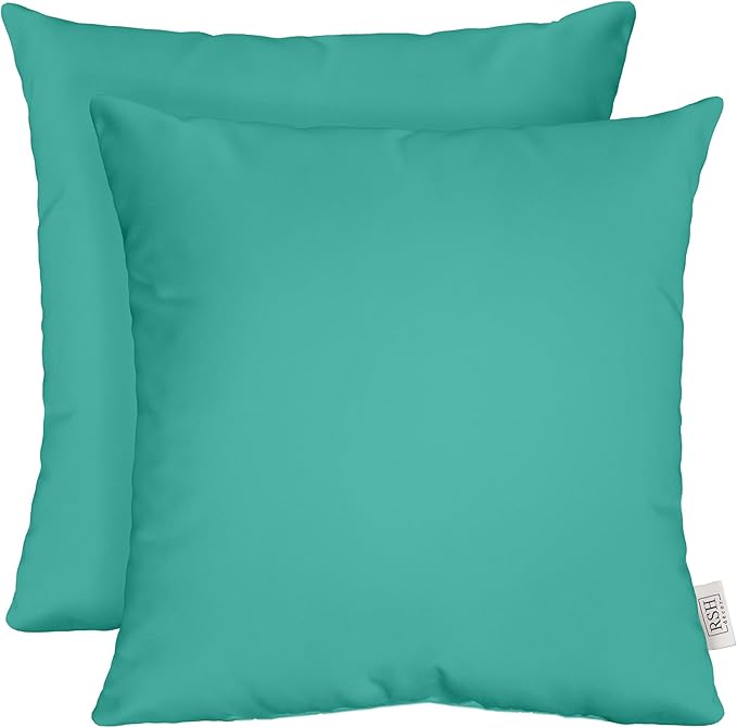 RSH DECOR: Sunbrella Square Throw Pillows Set of 2 | 17" x 17" | Water and Fade-Resistant Performance Fabric | Outdoor Pillow Covers with Down-Alternative Inserts | Canvas Aruba
