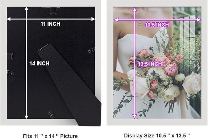 Renditions Gallery 11x14 inch Picture Frame High-end Modern Style, Made of Solid Wood and High Definition Glass Ready for Wall and Tabletop Photo Display, White Frame