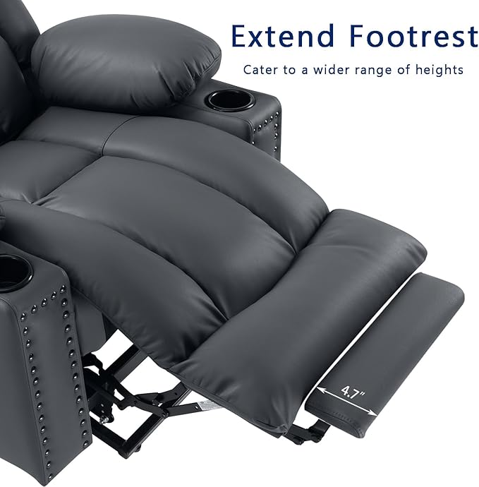 Large Power Lift Chairs Recliners for Big and Tall Elderly, 3 Position Lift Recliner Chair with Extended Footrest, Heating and Massage, USB-A USB-C, Cup Holder, Side Pocket, Grey