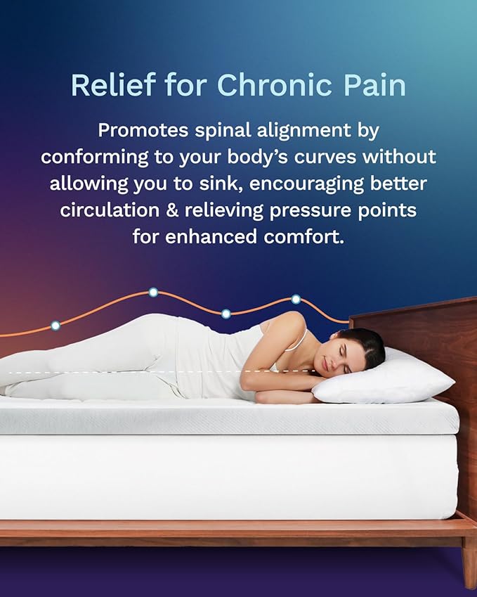 ViscoSoft Dusk 3-Inch Memory Foam Mattress Topper - Queen Mattress Topper, Washable Cover, Cooling & Back Pain Relief, CertiPUR-US Performance Tested and Certified Foam