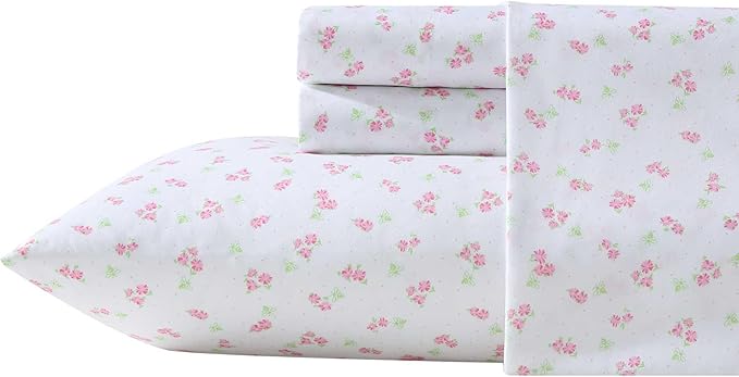 Laura Ashley - Kids Sheet Set, Ultra-Soft & Breathable Toddler Bedding with Matching Pillowcases, Wrinkle-Resistant, Ideal Girl Room Essentials (Busy Bee Pink, Full)