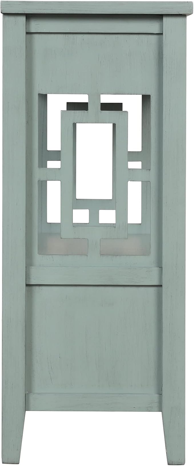 36 Inch Country Farmhouse Console Table with 4 Drawers and 1 Storage Shelf Pine Wood Suitable for Entryway Entrance Living Room Bedroom Hallway Kitchen (Retro Blue)