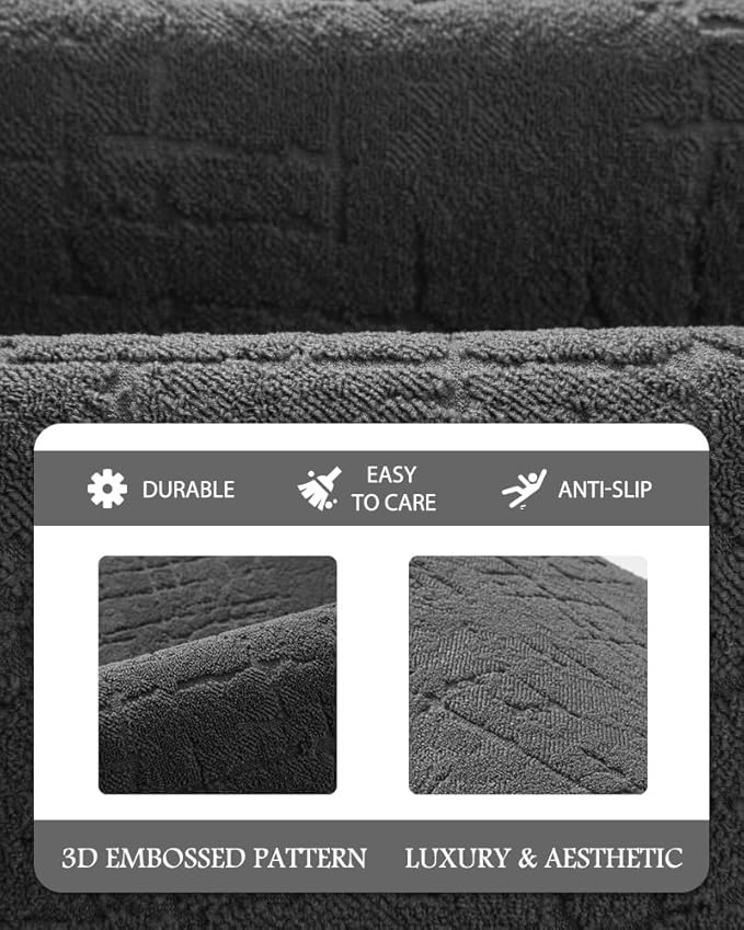 AMOAMI-Bath Mat-Absorbent Quick Dry Bathroom Floor Mats-Washable Rubber Backing Bath Mats for Bathroom Rugs Fit Under Door-Bath Rug for in Front of Sink Bathtub Shower Room, Dark Grey 24''x70''