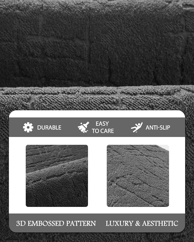 AMOAMI-Bath Mat-Absorbent Quick Dry Bathroom Floor Mats-Washable Rubber Backing Bath Mats for Bathroom Rugs Fit Under Door-Bath Rug for in Front of Sink Bathtub Shower Room, Dark Grey 20''x32''