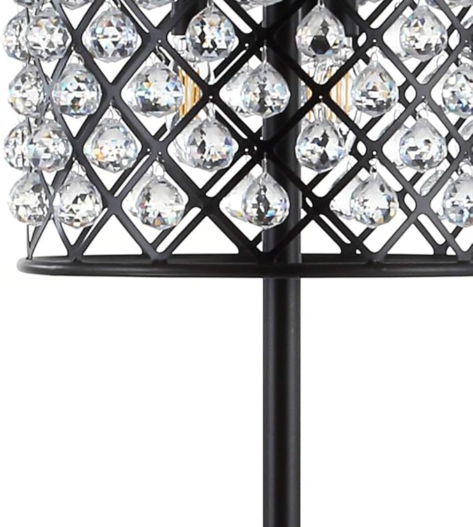 JONATHAN Y JYL9000B Elizabeth 60" Crystal/Metal LED Floor Lamp, Contemporary, Modern, Transitional, Elegant, Office, Living Room, Family Room, Dining Room, Bedroom, Hallway, Foyer, Bronze/Clear