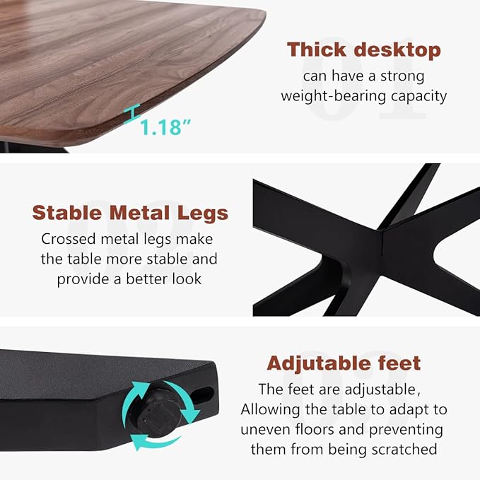 Kidol & Shellder 45.2" Square Dining Table Set for 2-4 People Modern MDF Wooden Dining Room Table with X-Shaped Metal Base Kitchen Table（Walnut Table+4pcs Grey Chairs）