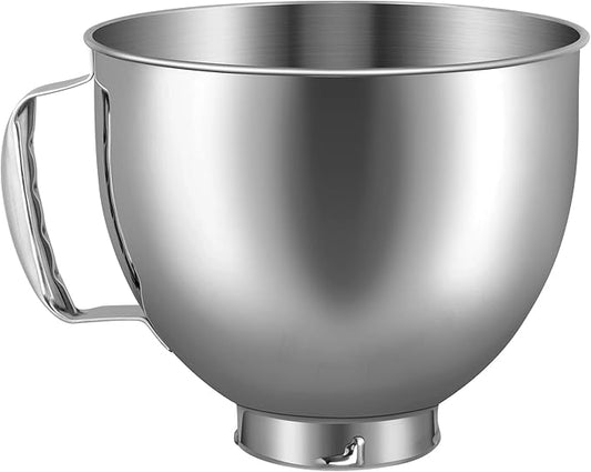 MOLIGOU 5 qt Food-Grade Stainless Steel Mixer Bowl Compatible with Kitchenaid 4.5-5 qt Tilt-Head Stand Mixers, Stand Mixer Replacement Bowl with Handle