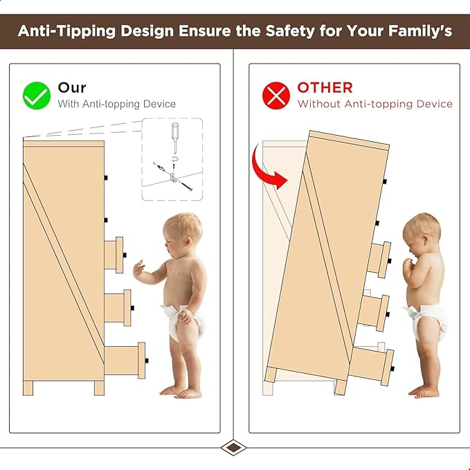 7 Drawer Dresser, Farmhouse Chest of Drawers for Bedroom, 52" Wide Dresser TV Stand with Large Metal Handles, Wood Drawer Organizer for Living Room, Hallway - Off White