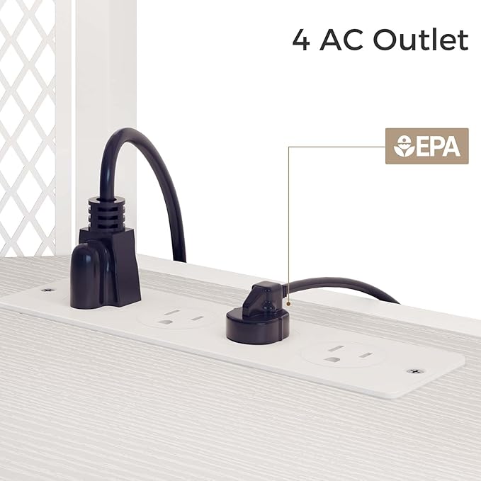 Rolanstar TV Stand with Mount and Power Outlet, Swivel TV Stand with LED Lights for 32/45/55/60/65/70 inch TVs, White Entertainment Center Media Console with Height Adjustable Mount