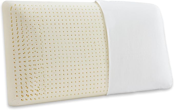 100% Natural Talalay Latex Sleeping Bed Pillow - Luxury Soft Queen Size Pillow for Side, Back, and Stomach Sleepers - Removable Breathable Cotton Cover (Queen Size)