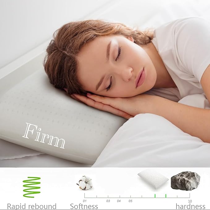 Talalay 100% Natural Premium Latex Pillow,Bed Pillow for Sleeping with Removable Cotton Cover, Helps Relieve Pressure, Breathable, Pressure Relief, Durable, Best Gift (Queen (Firm))