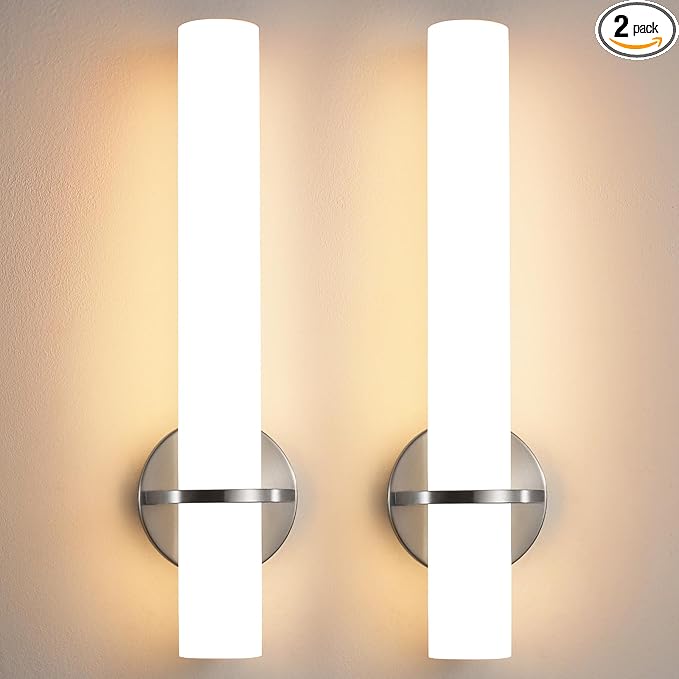 Brushed Nickel Bathroom Sconces Wall Lighting 18W LED Dimmable Vanity Light Fixture, 3000K Modern Wall Light Fixtures Indoor Wall Lamps for Bedroom Living Room Mirror Hallway Porch 18 inch