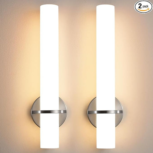 Brushed Nickel Bathroom Sconces Wall Lighting 18W LED Dimmable Vanity Light Fixture, 3000K Modern Wall Light Fixtures Indoor Wall Lamps for Bedroom Living Room Mirror Hallway Porch 18 inch