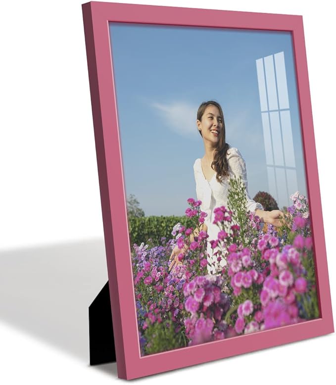 Renditions Gallery 11x14 inch Picture Frame High-end Modern Style, Made of Solid Wood and High Definition Glass Ready for Wall and Tabletop Photo Display, Hot Pink Frame