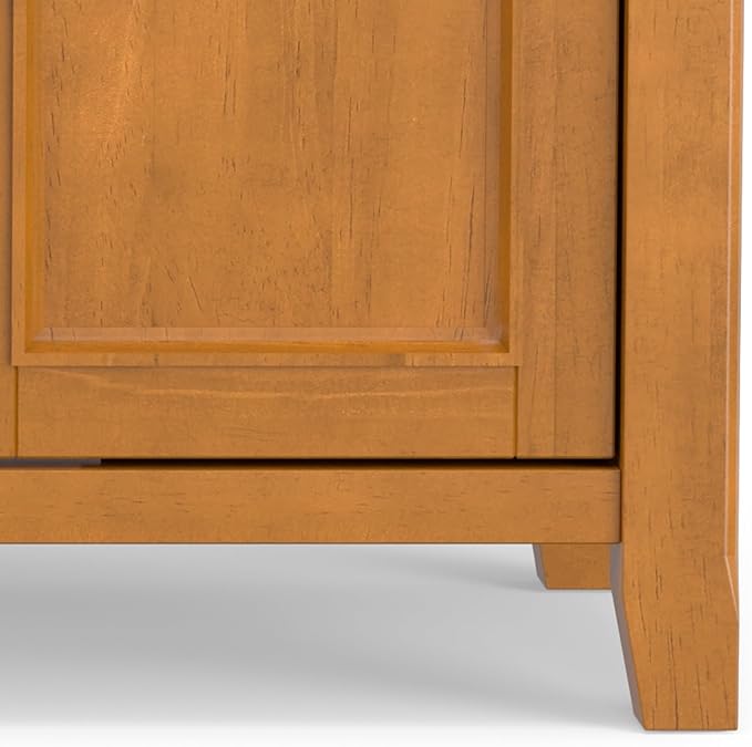 SIMPLIHOME Amherst 54-inch Wide Solid Wood TV Stand in Light Golden Brown, Transitional-Style Media Console for Living Room with Adjustable Shelves and Cable Management