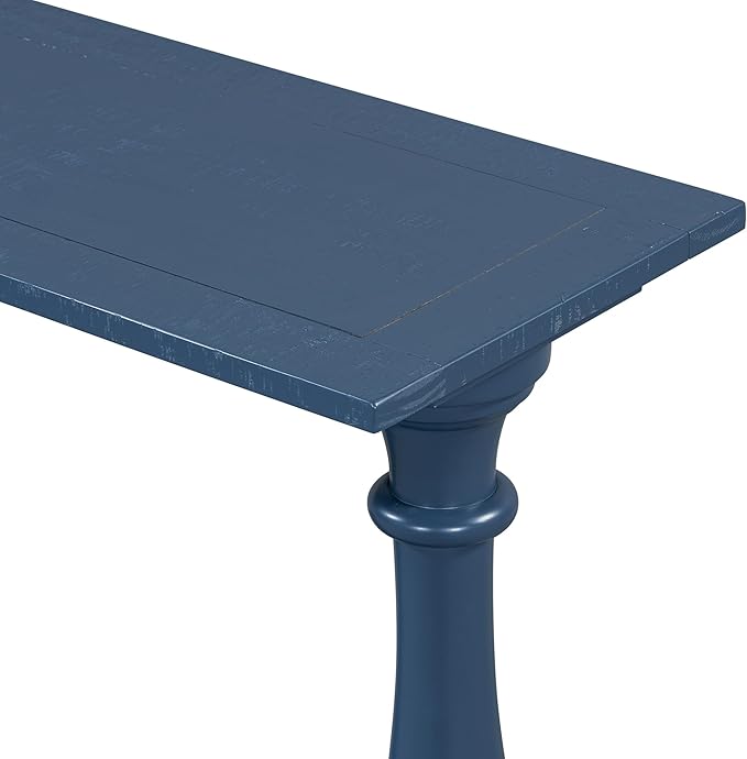 63 Inch Console Table with 2 Vase-Leg, Vintage Wood Grain Sofa Table Behind Couch, Narrow Entryway Accent Table for Living Room, Entrance, Hallway, Foyer, Bedroom, Apartments, Blue