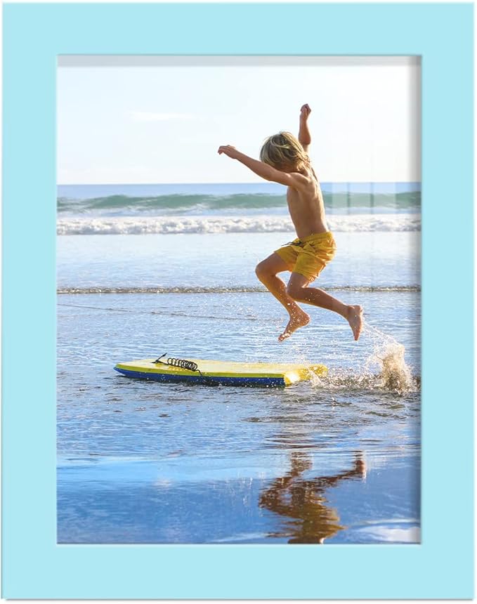 Renditions Gallery 6x8 inch Picture Frame High-end Modern Style, Made of Solid Wood and High Definition Glass Ready for Wall and Tabletop Photo Display, Blue Frame