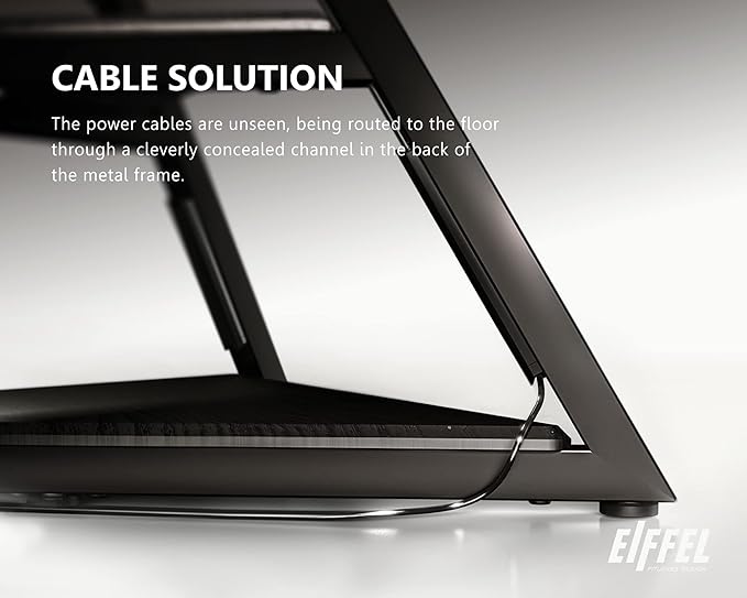 FITUEYES Design Corner TV Stand for 32 43 50 55 65 Inch TVs, Small Spaces Floor TV Stand Rolling TV Cart for LCD/LED Flat Curved Screens, Modern Living Room Television Stands, Eiffel Series, Black