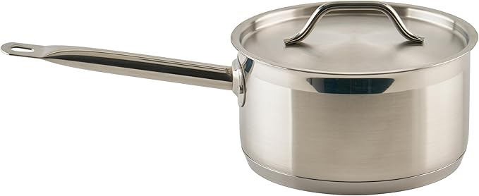 Winco Heavy-Duty Stainless Steel Sauce Pan with Cover, 3.5 Quart
