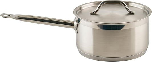 Winco Heavy-Duty Stainless Steel Sauce Pan with Cover, 3.5 Quart