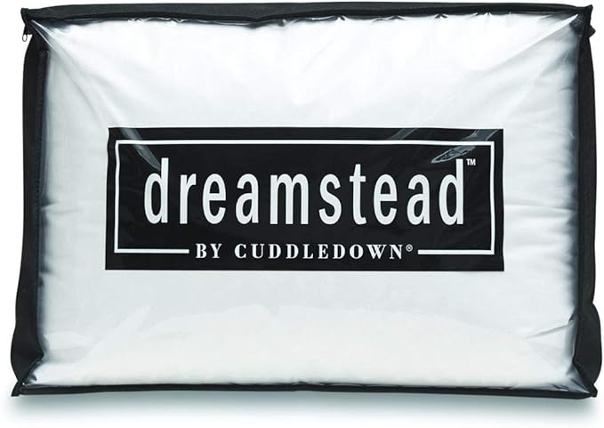 Cuddledown Dreamstead Premium Sleeping Pillow| European White Duck Down | 600 Fill Power | 300 Thread Count 100% Cotton Shell | Damask Striped | Hypoallergenic | Handcrafted | King – Medium