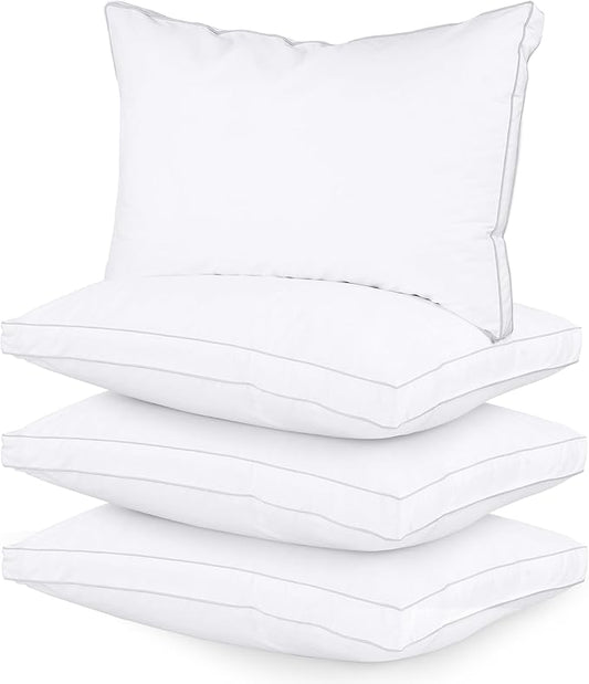 Utopia Bedding Bed Pillows for Sleeping Queen Size (White), Set of 4, Cooling Hotel Quality, Gusseted Pillow for Back, Stomach or Side Sleepers