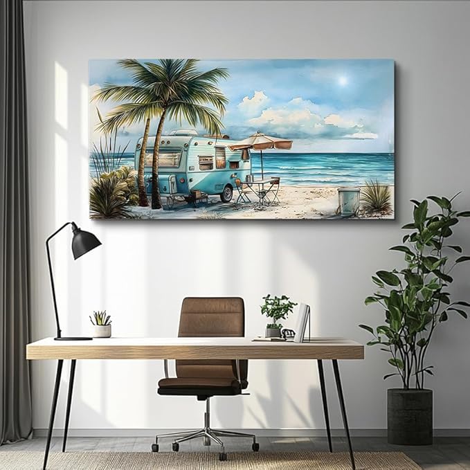 PHAOHUAXM Large Wall Art For Office Framed Wall Decor For Living Room Modern Bedroom Wall Paintings Beach And Ocean Landscape Canvas Prints Seascape Pictures Artwork Restaurant Home Decor 24"X48"