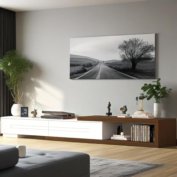 82-115" W Extendable TV Stand for TVs up to 120", Wood Modern Entertainment Center with 2 Large Drawers, Media Console Table for Living Room, White